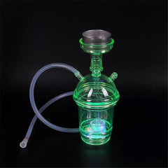 Portable Shisha Pipe Hookah set With LED Light Hose Acrylic Smoking Travel Cup