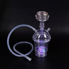 Portable Shisha Pipe Hookah set With LED Light Hose Acrylic Smoking Travel Cup