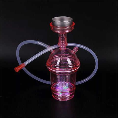 Portable Shisha Pipe Hookah set With LED Light Hose Acrylic Smoking Travel Cup